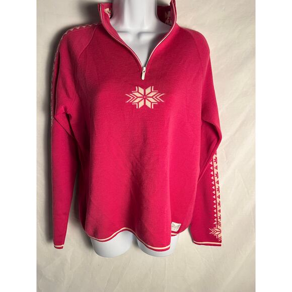 Dale of Norway Half Zip Sweater Womens Large Nordic Pink Lighter Tone - Picture 1 of 7